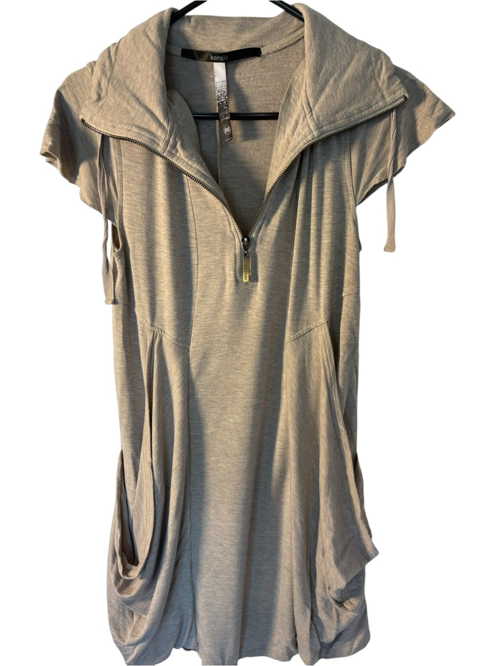 Kensie Light Taupe Zip-Up Hoodie - Picture 2 of 9